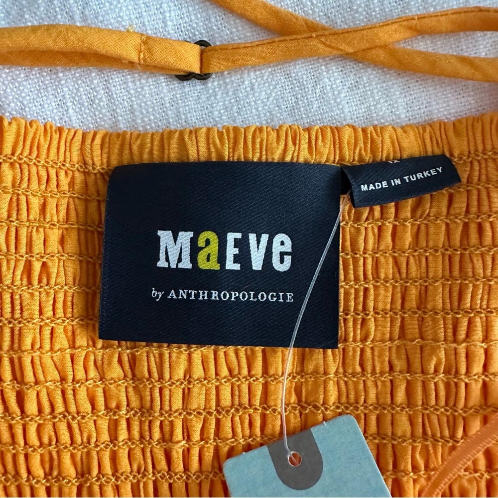 Maeve Anthropologie Orange Lace-up Full Skirt Sundress 1 X - Picture 12 of 13